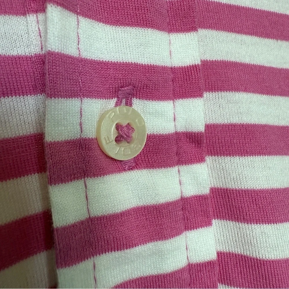 Ralph Lauren Polo Golf Men's XL Pink White Stripe Polo Shirt Short Sleeve Casual